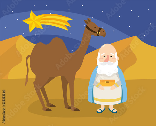 melchior magician king with gold and camel