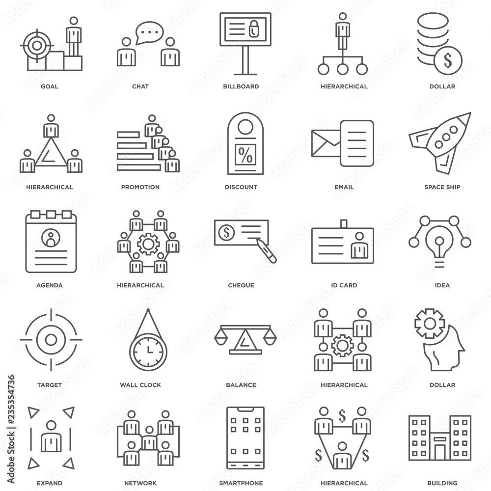 25 linear icons related to Building, Idea, Space ship, Chat, Exp 25 linear icons related to Building, Idea, Space ship, Chat, Exp