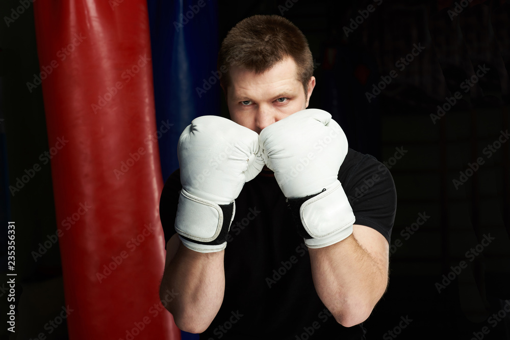 Boxer man in defense pose