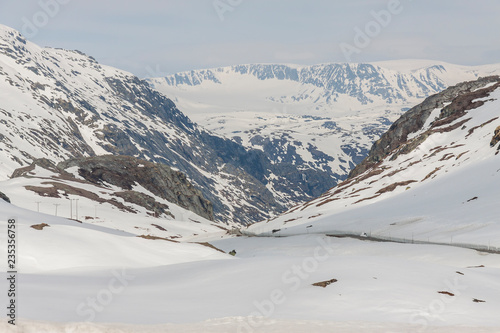 Road to highest pass in Norway. photo