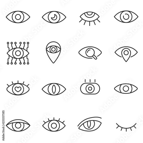 Eye icons set. Human eyes. Line with editable stroke