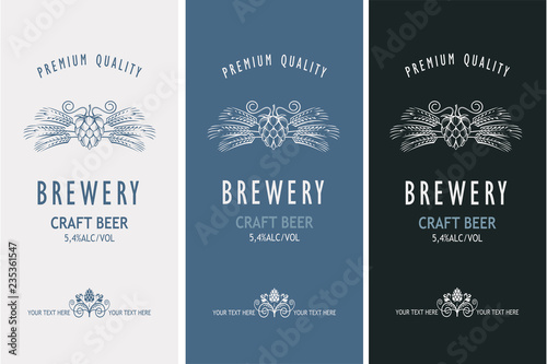 collection of beer labels in retro style