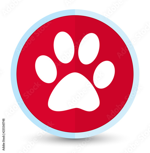 Animal footprint icon flat prime red round button