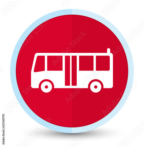 Bus icon flat prime red round button