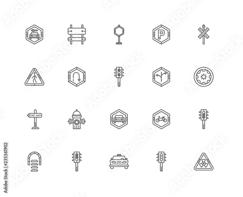 Simple Set of 20 Vector Line Icon. Contains such Icons as Semaph