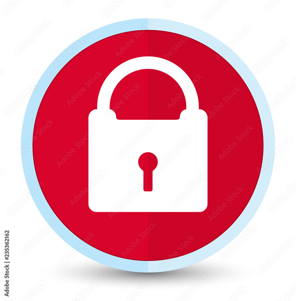 Padlock icon flat prime red round button Padlock icon flat prime red round button