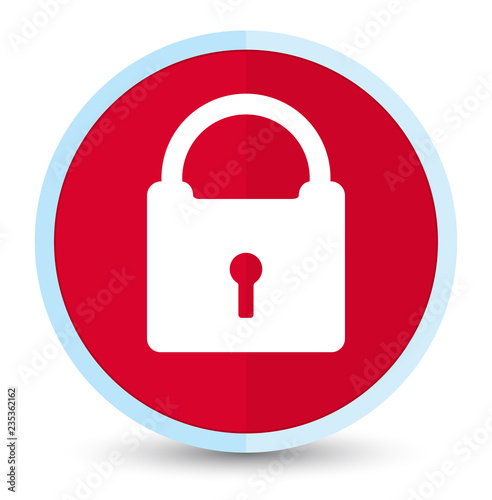 Padlock icon flat prime red round button