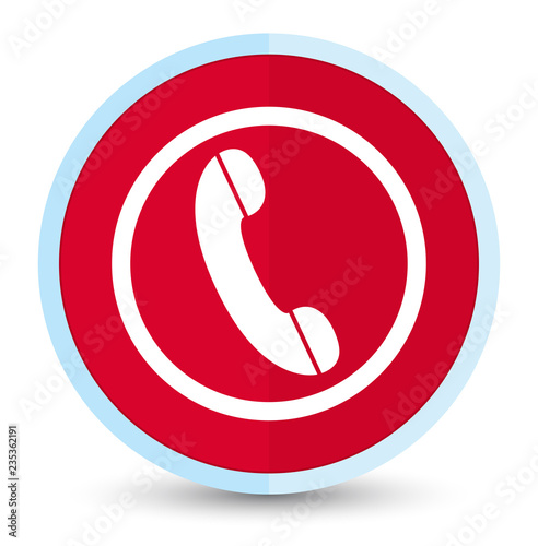 Phone icon flat prime red round button