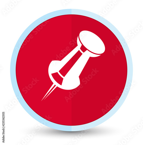 Push pin icon flat prime red round button