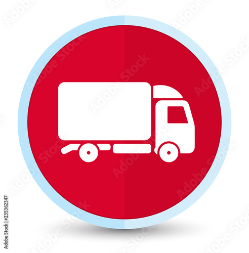 Truck icon flat prime red round button