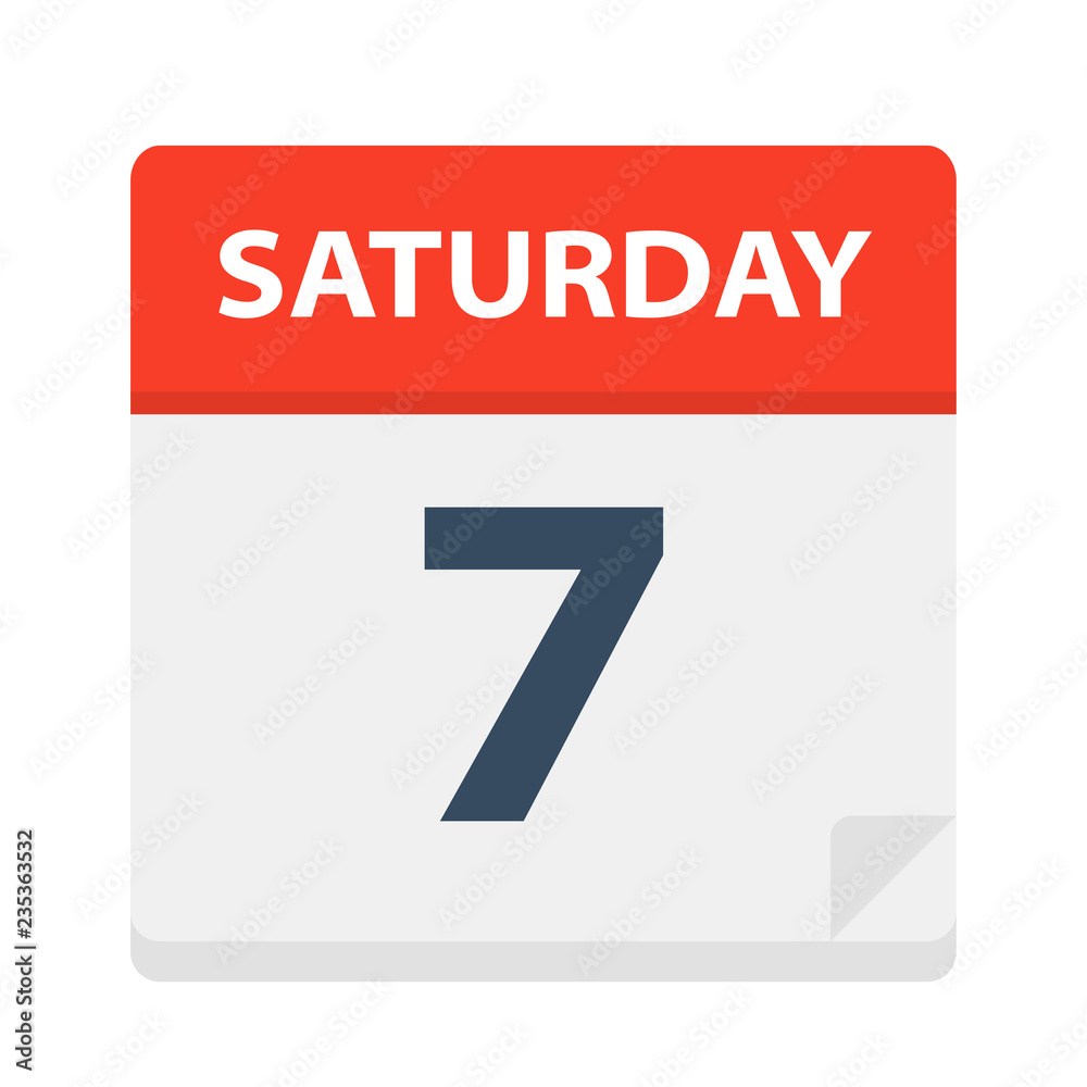 Saturday 7 - Calendar Icon. Vector illustration of week day paper leaf. Saturday 7 - Calendar Icon. Vector illustration of week day paper leaf.