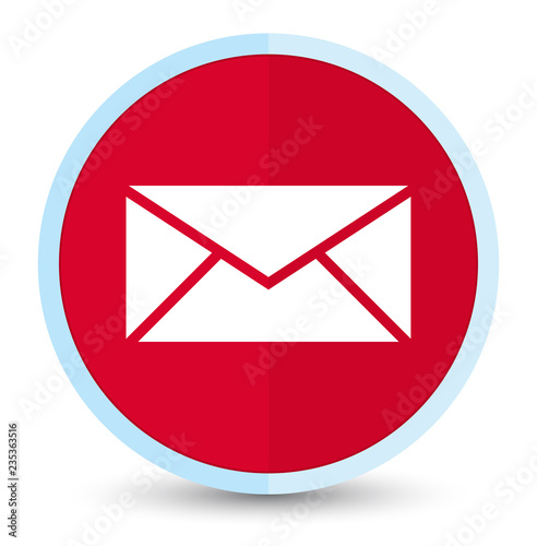 Email icon flat prime red round button