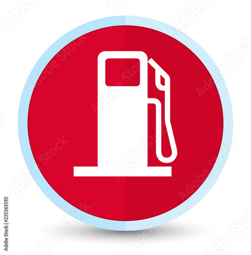 Fuel dispenser icon flat prime red round button