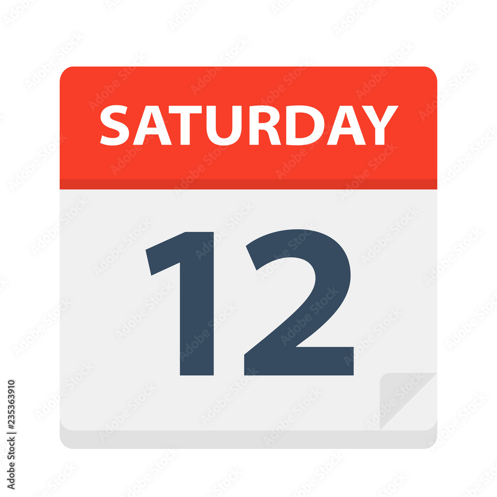 Obraz premium Saturday 12 - Calendar Icon. Vector illustration of week day paper leaf.