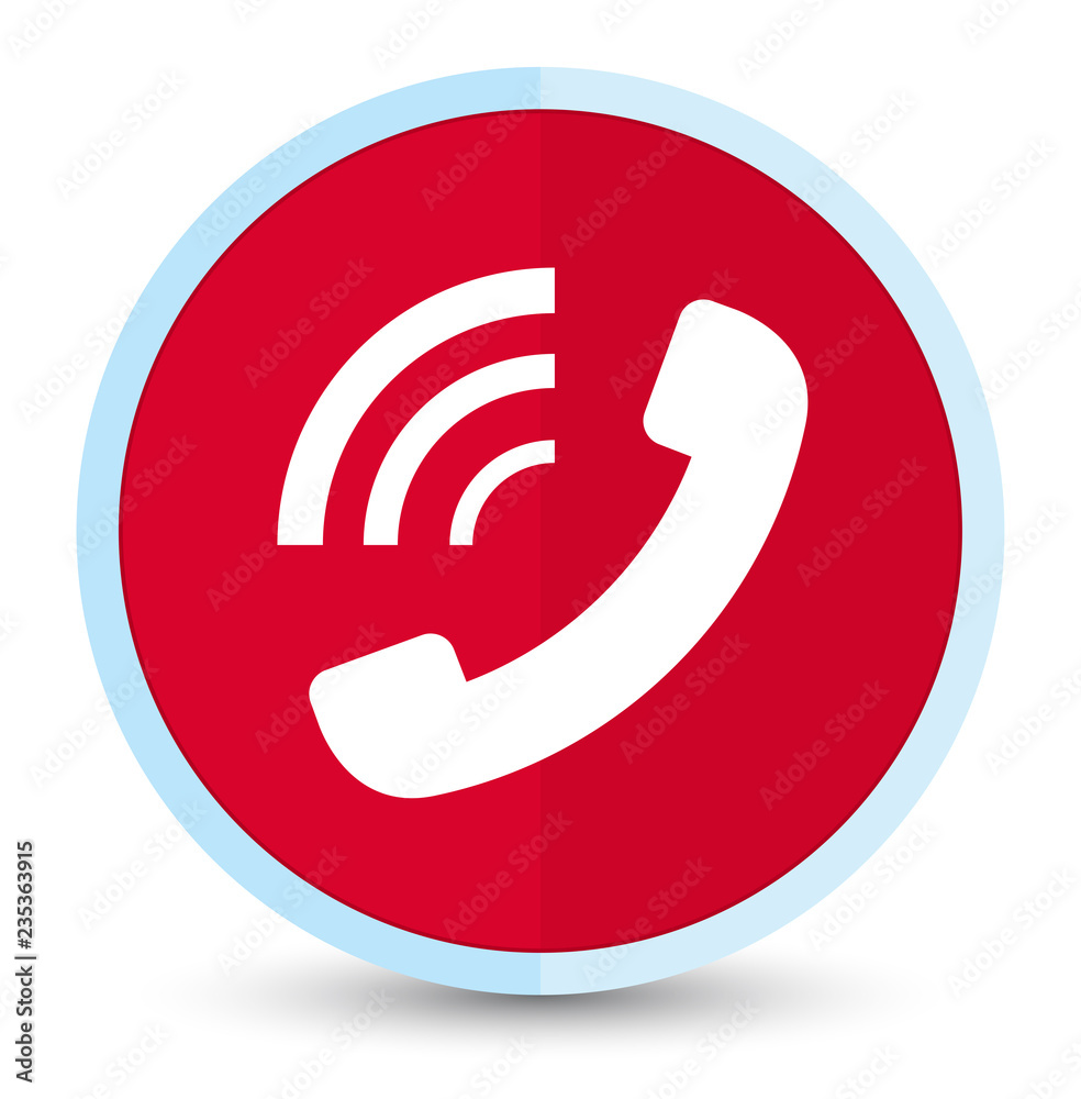 Phone ringing icon flat prime red round button Phone ringing icon flat prime red round button