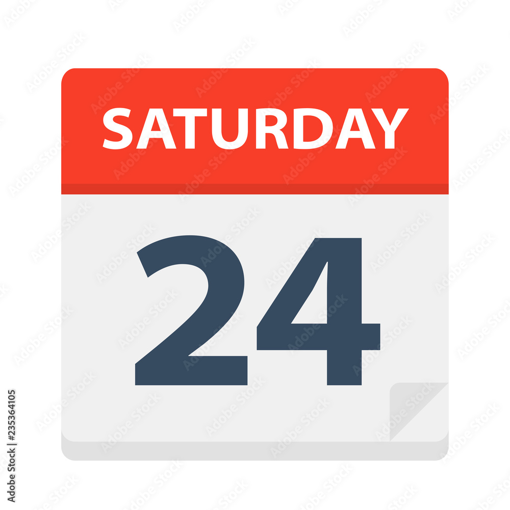 Saturday 24 - Calendar Icon. Vector illustration of week day paper leaf. Saturday 24 - Calendar Icon. Vector illustration of week day paper leaf.