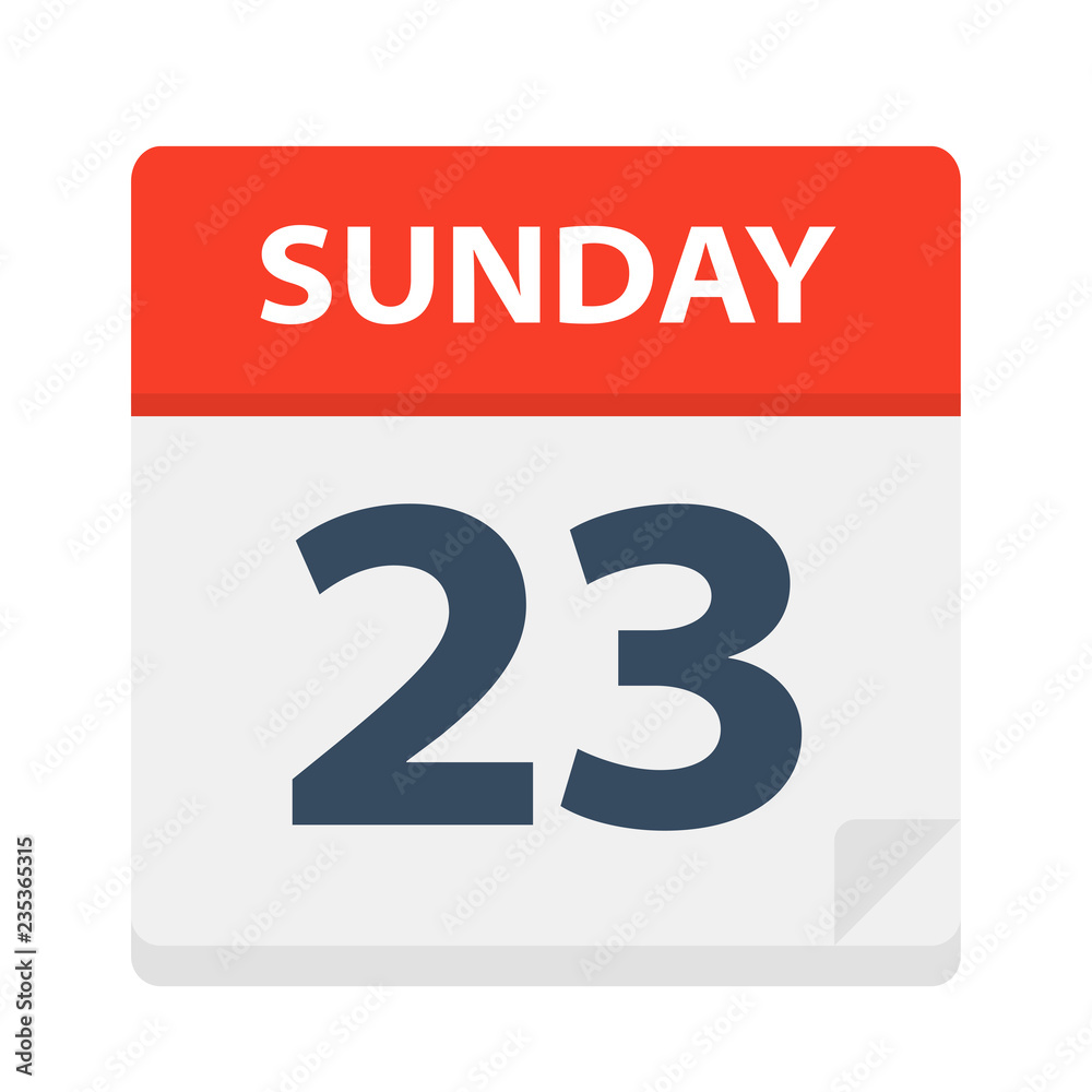 Sunday 23 - Calendar Icon. Vector illustration of week day paper leaf. Sunday 23 - Calendar Icon. Vector illustration of week day paper leaf.