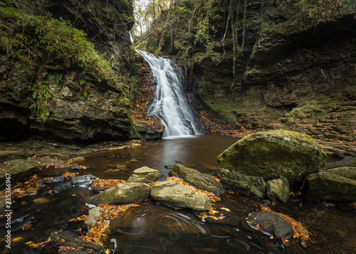 Hareshaw Linn. Waterfall  Northumberland. England  UK