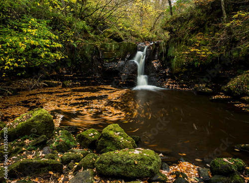 Εκτύπωση καμβά Small waterfall on Hareshaw Linn, Northumberland. England, UK