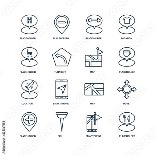 Set Of 16 Universal Editable Icons. Includes Elements Such As Pl