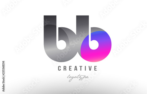 bb b b silver grey metal metallic gradient alphabet letter logo combination icon design