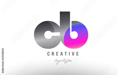 cb c b silver grey metal metallic gradient alphabet letter logo combination icon design