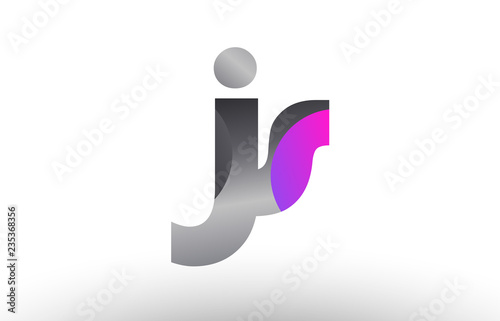 js j s silver grey metal metallic gradient alphabet letter logo combination icon design