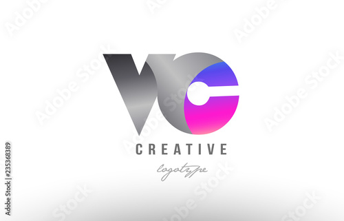 vc v c silver grey metal metallic gradient alphabet letter logo combination icon design