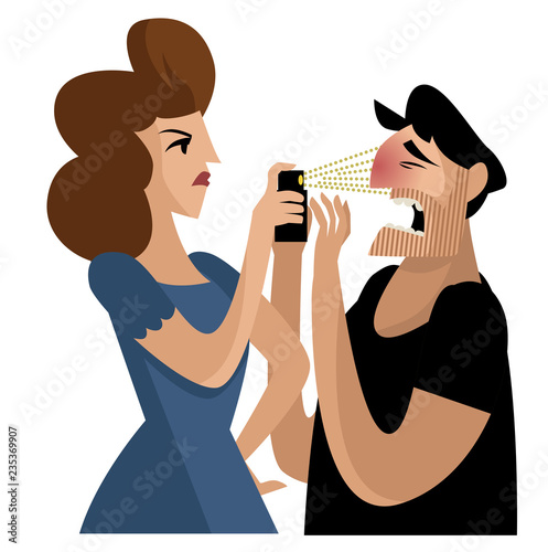 woman with pepper spray in assault