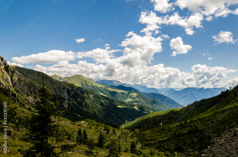 alps view during summer, scenic landscape of italian alps during summer