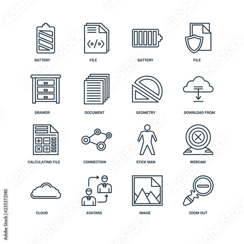 Set Of 16 Universal Editable Icons. Includes Elements Such As Zo
