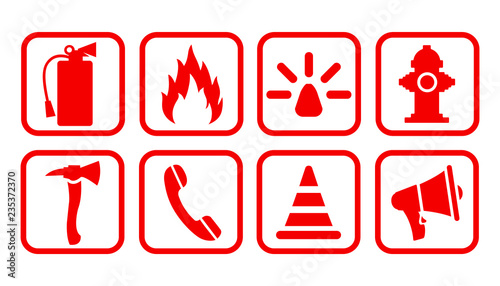 Fire extinguisher icon. Flat fire safety - vector