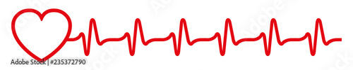 Heart pulse icon, cardiogram sign, heartbeat, one line - vector