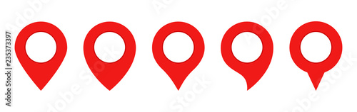 Red Pin map set. Gps Point. Location icons.Map pin icons