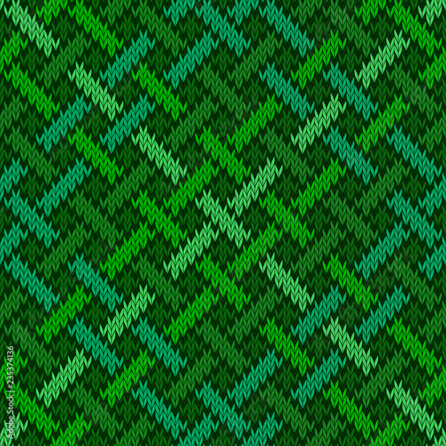 Endless seamless knitted wool Irish-Saxon ornament based on celtic knot