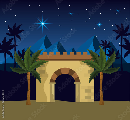 happy epiphany with desert mountains and palm trees