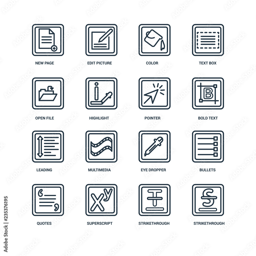 Set Of 16 Universal Editable Icons. Includes Elements Such As St Set Of 16 Universal Editable Icons. Includes Elements Such As St