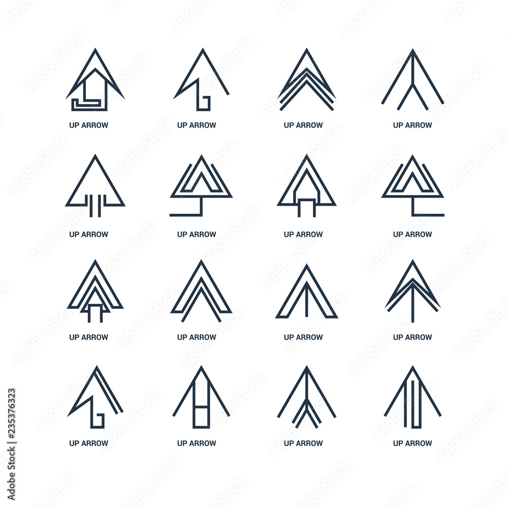 Set Of 16 outline icons such as Up arrow, arrow linear icon Set Of 16 outline icons such as Up arrow, arrow linear icon
