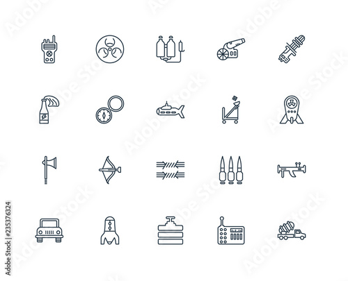 Set Of 20 Universal Editable Icons. Includes Elements Such As La