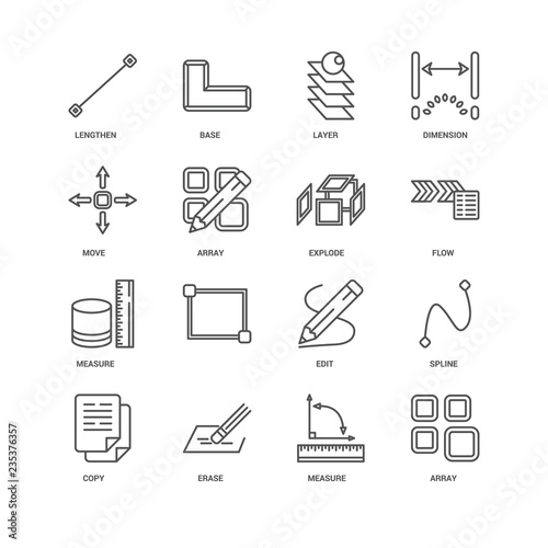 Simple Set of 16 Vector Line Icon. Contains such Icons as Array,