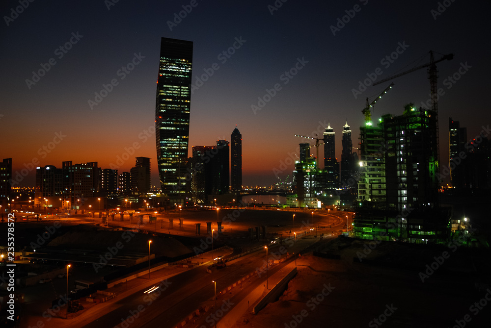 Sunrise in Business Bay in Dubai