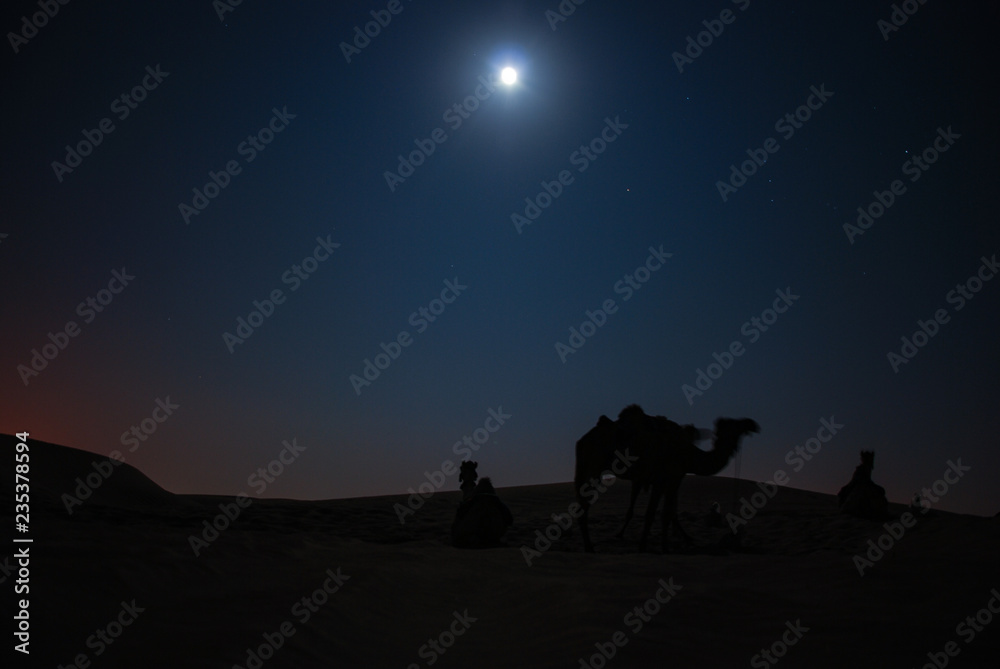 The moon in the desert of Dubai
