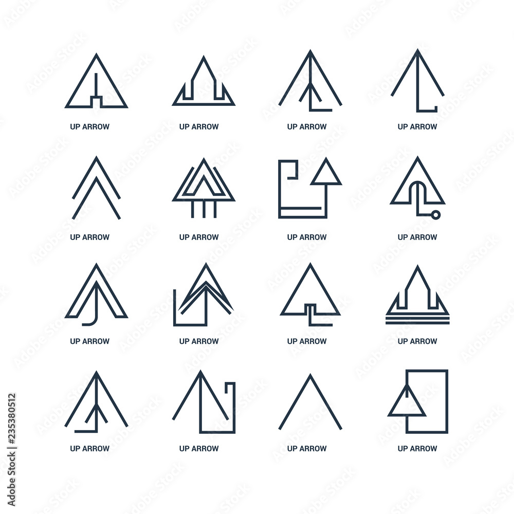 Set Of 16 outline icons such as Up arrow, arrow linear icon Set Of 16 outline icons such as Up arrow, arrow linear icon