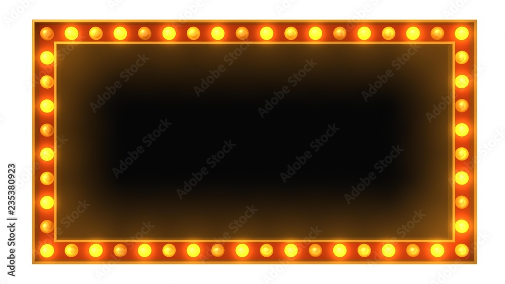 Red marquee gold light board sign retro on white background. 3d rendering Red marquee gold light board sign retro on white background. 3d rendering