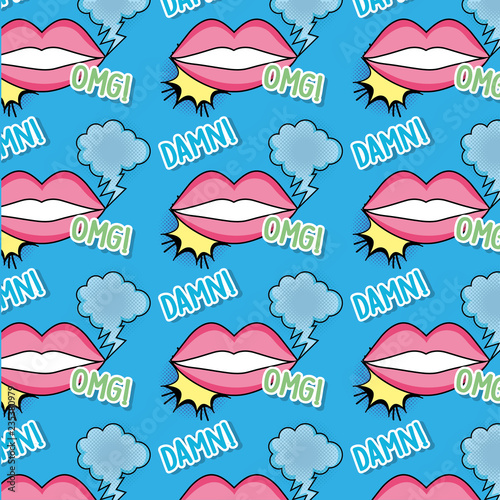mouth patch with cloud and message background
