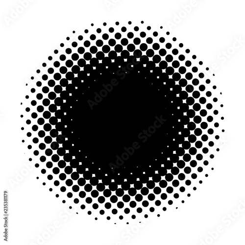 Halftone circles. Abstract dotted stippling. Points Distressed Pattern. Vector illustration