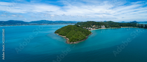 Fototapeta Naklejka Na Ścianę i Meble -  Aerial view drone shot of panorama phuket island beautiful island in thailand.