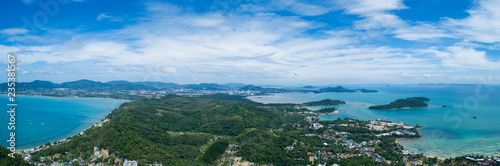 Aerial view drone shot of panorama phuket island beautiful island in thailand. © panya99