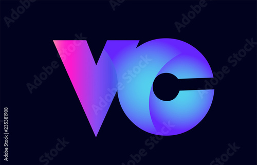 vc v c spink blue gradient alphabet letter combination logo icon design