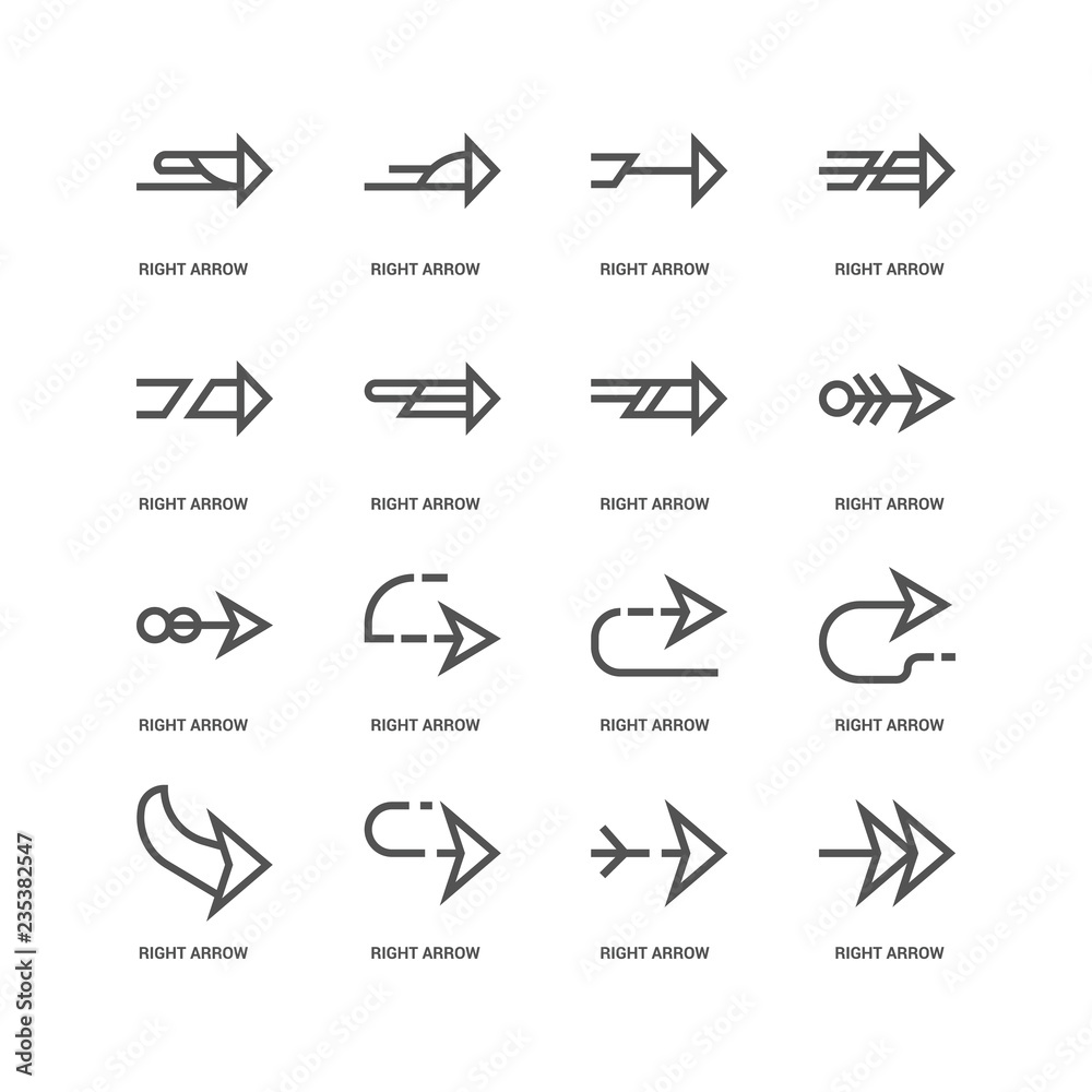 Simple Set of 16 Vector Line Icon. Contains such Icons as Right
